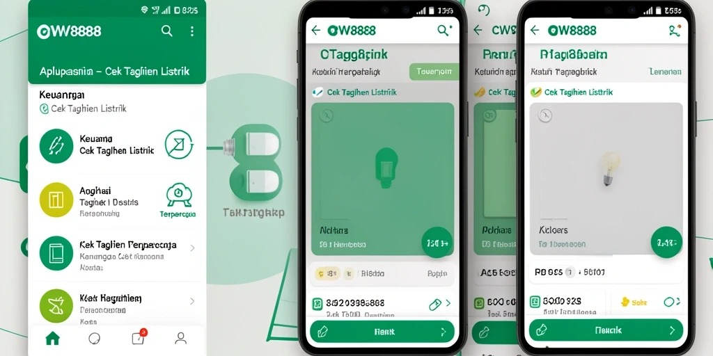 Antarmuka aplikasi CW8888 menampilkan informasi tagihan listrik dengan jelas.
