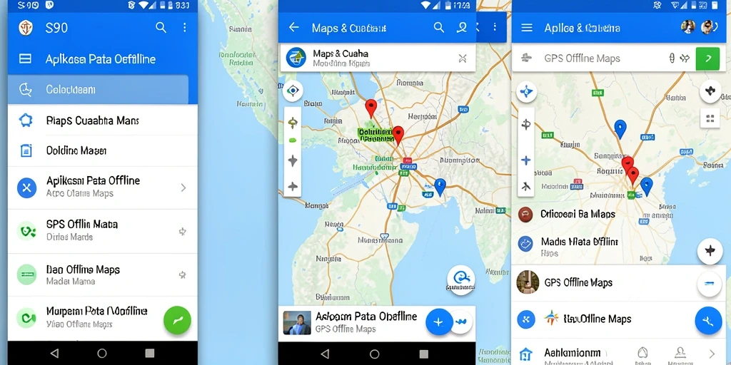 Antarmuka aplikasi S80 untuk GPS Offline Maps yang mudah digunakan.